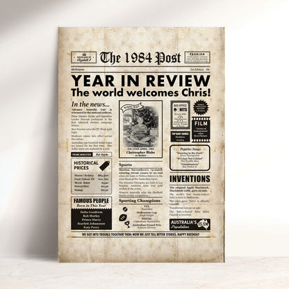 Born in 1984 | Personalised Digital Birthday Newspaper Gift