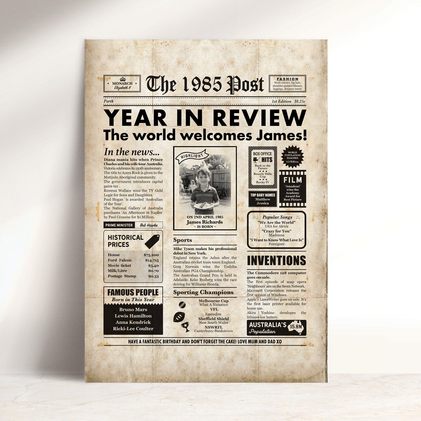 Born in 1985 | Personalised Digital Birthday Newspaper Gift