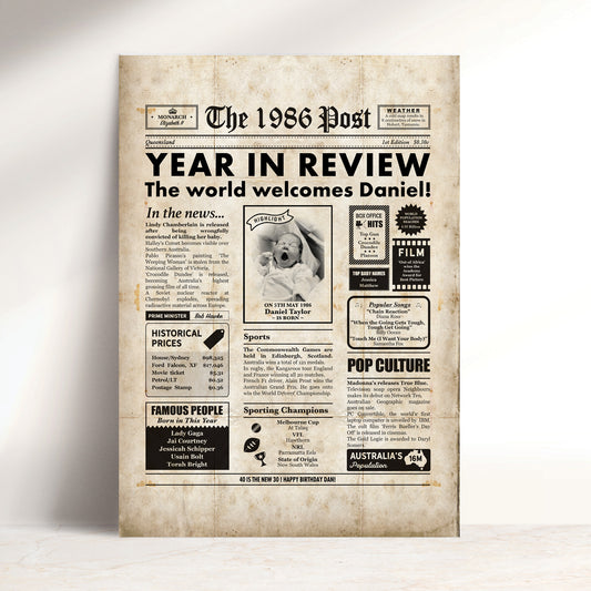 Born in 1986 | Personalised Digital Birthday Newspaper Gift