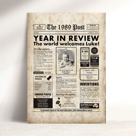 Born in 1989 | Personalised Digital Birthday Newspaper Gift