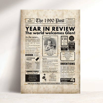 Born in 1990 | Personalised Digital Birthday Newspaper Gift