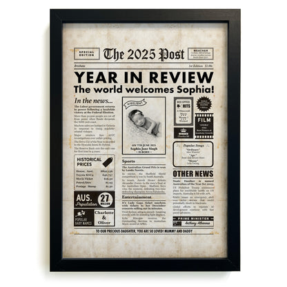 2025 Year In Review Newborn Framed Print