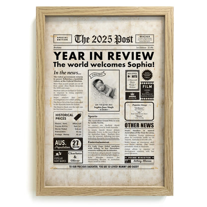 Newborn personalised newspaper gift
