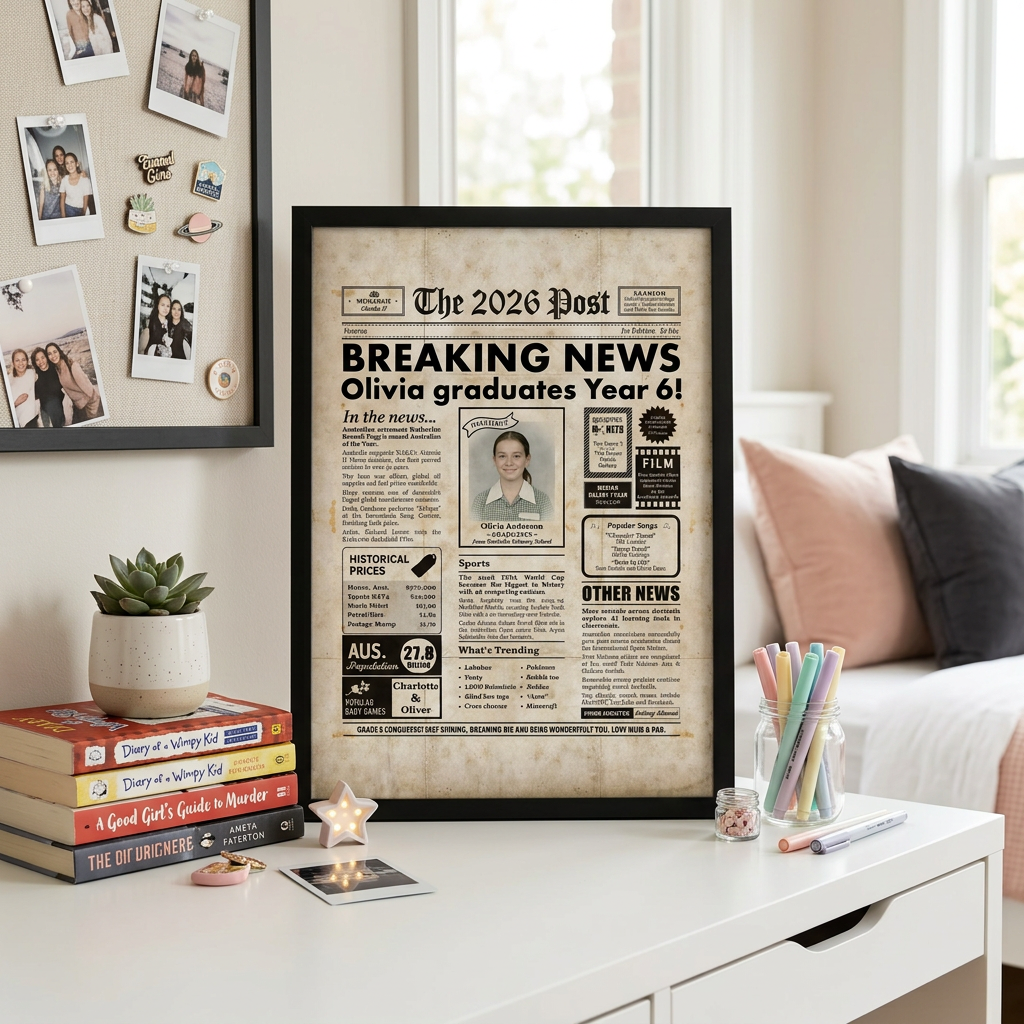 Graduation Gift for Year 6 and Year 12 Students - 2026 Custom Australian Digital Newspaper