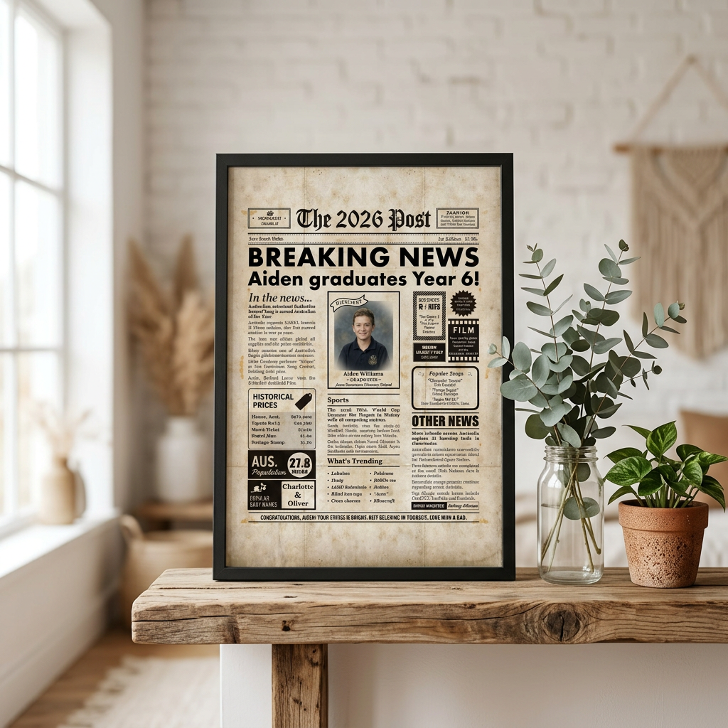Graduation Gift for Year 6 and Year 12 Students - 2026 Custom Australian Digital Newspaper