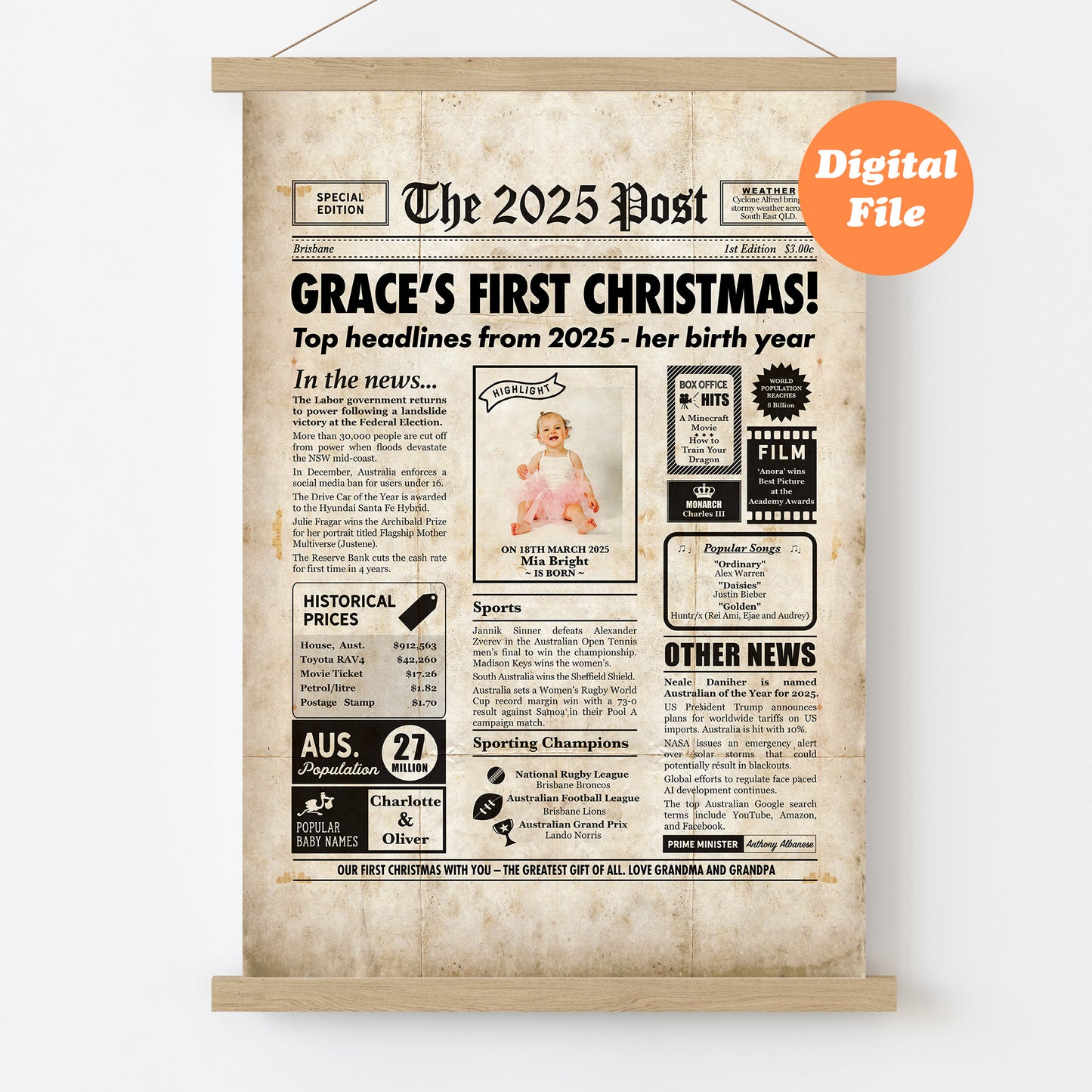 First Christmas Gift - 2025 Personalised Newspaper