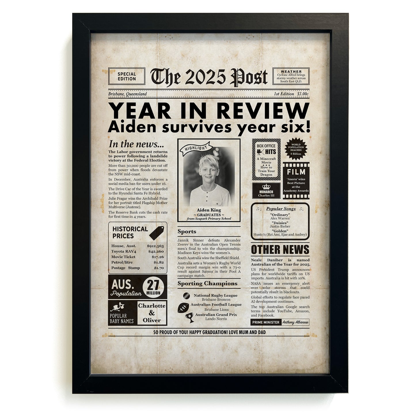 Graduation Framed Print for Year 6