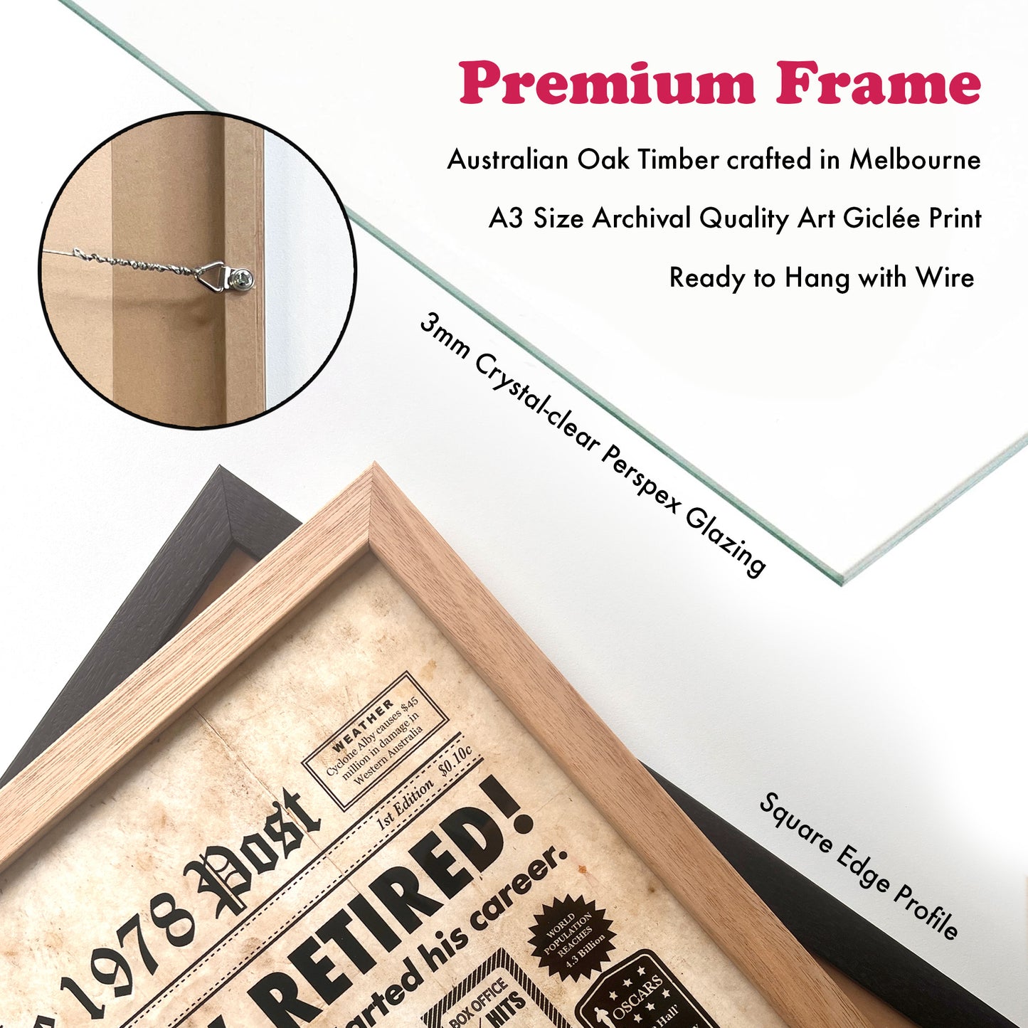 Premium Black A3 Australian Oak Frame and Print