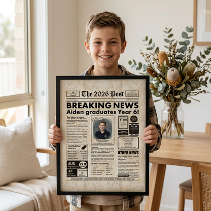 Graduation Gift for Year 6 and Year 12 Students - 2026 Custom Australian Digital Newspaper