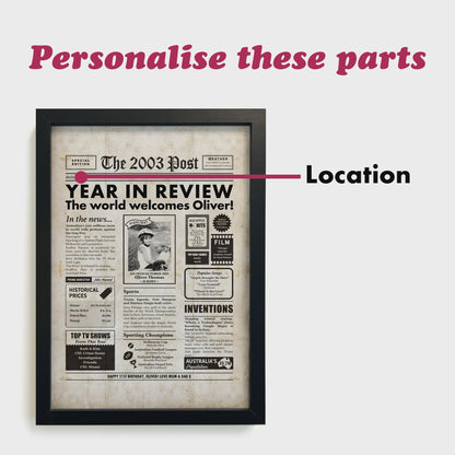 21st Birthday Newspaper Framed Print